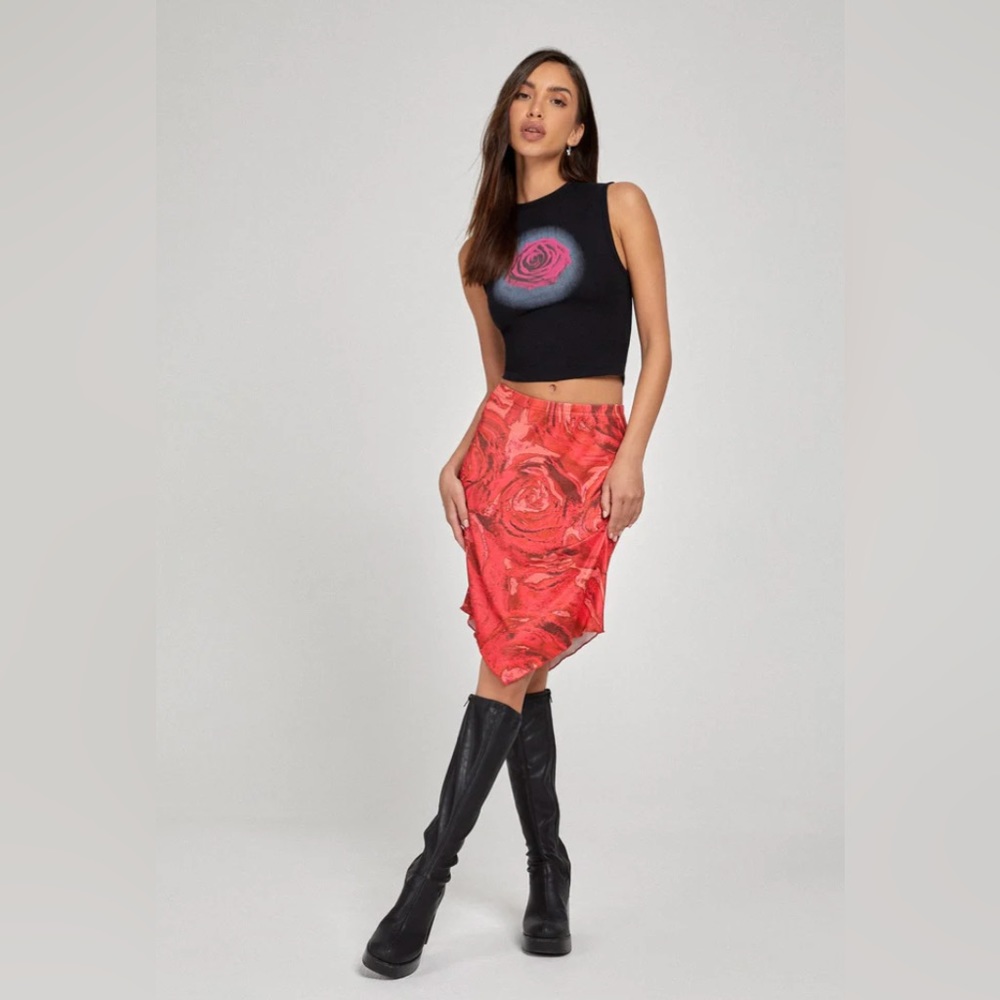 Motel Rocks Lonaka Bodycon Skirt In Rose Petal Red Size Small
